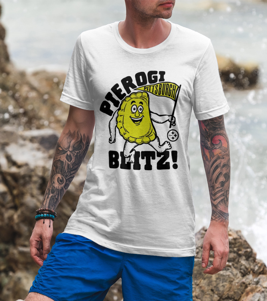 Pittsburgh Pierogi Blitz Steelers Flag T-Shirt