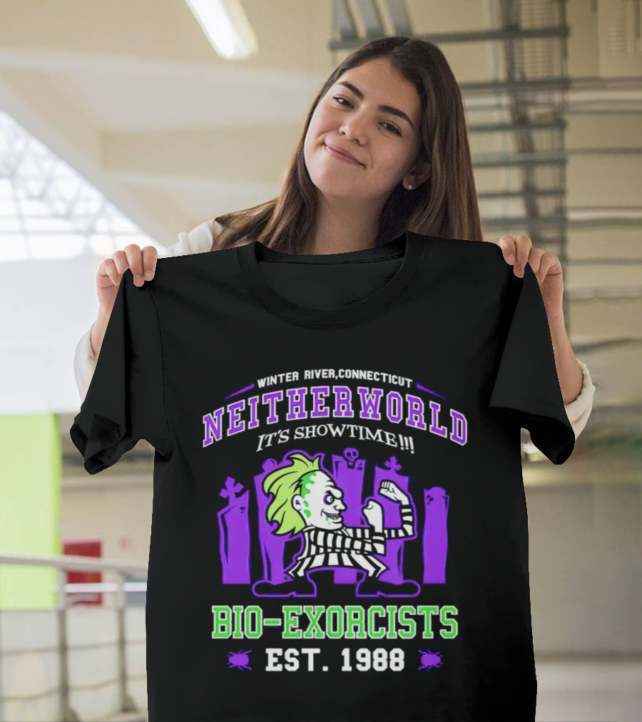 Winter River Connecticut Neitherworld It's Showtime Bio-Exorcists Est 1988 T-Shirt