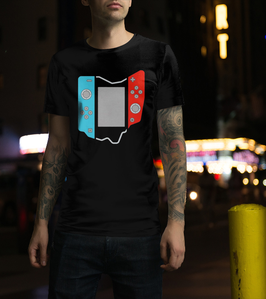 Ohio Gamepad Outline With Blue And Red Controller T-Shirt