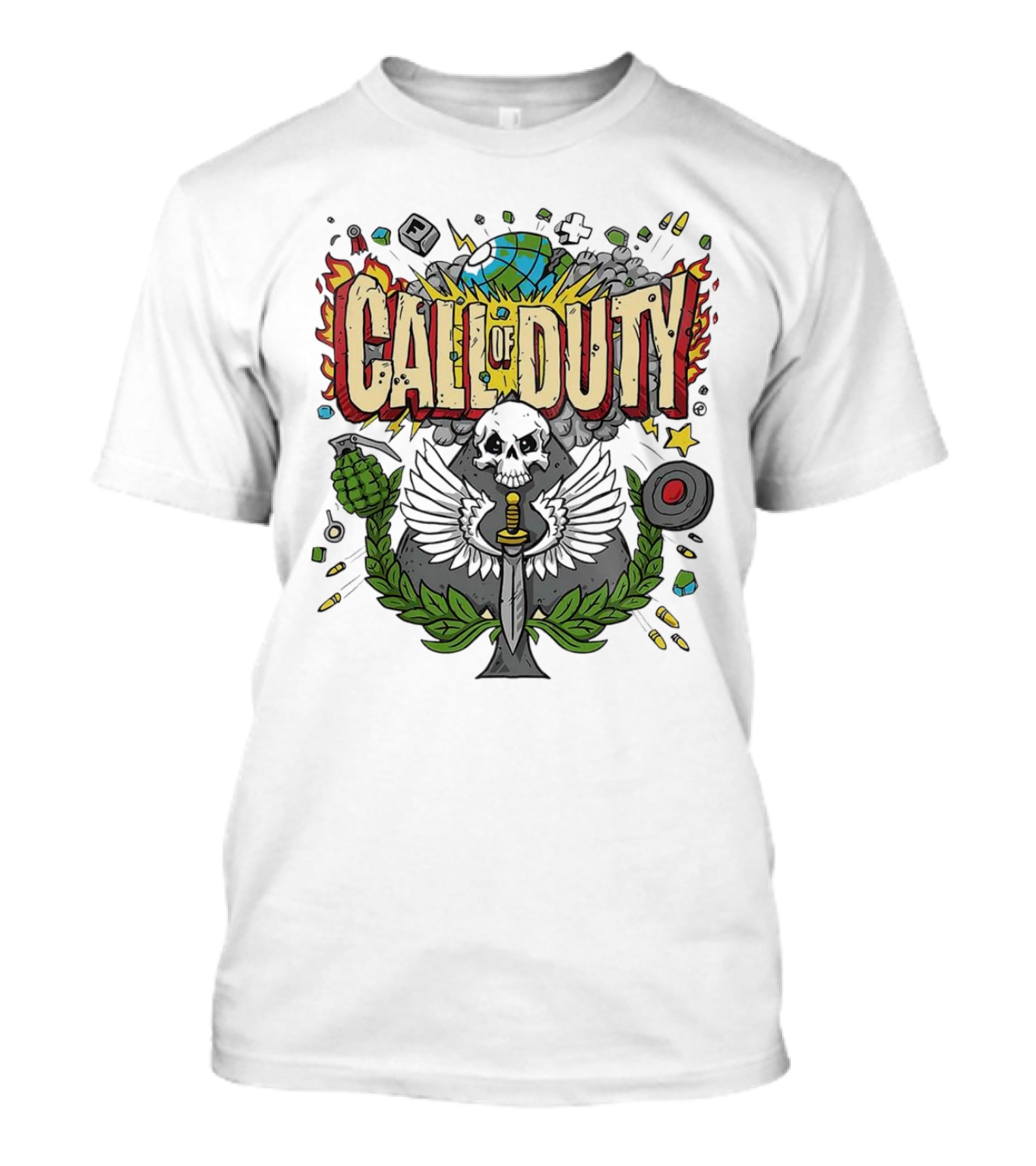 Call Of Duty Skull Halloween Gaming Icon Elements T-Shirt