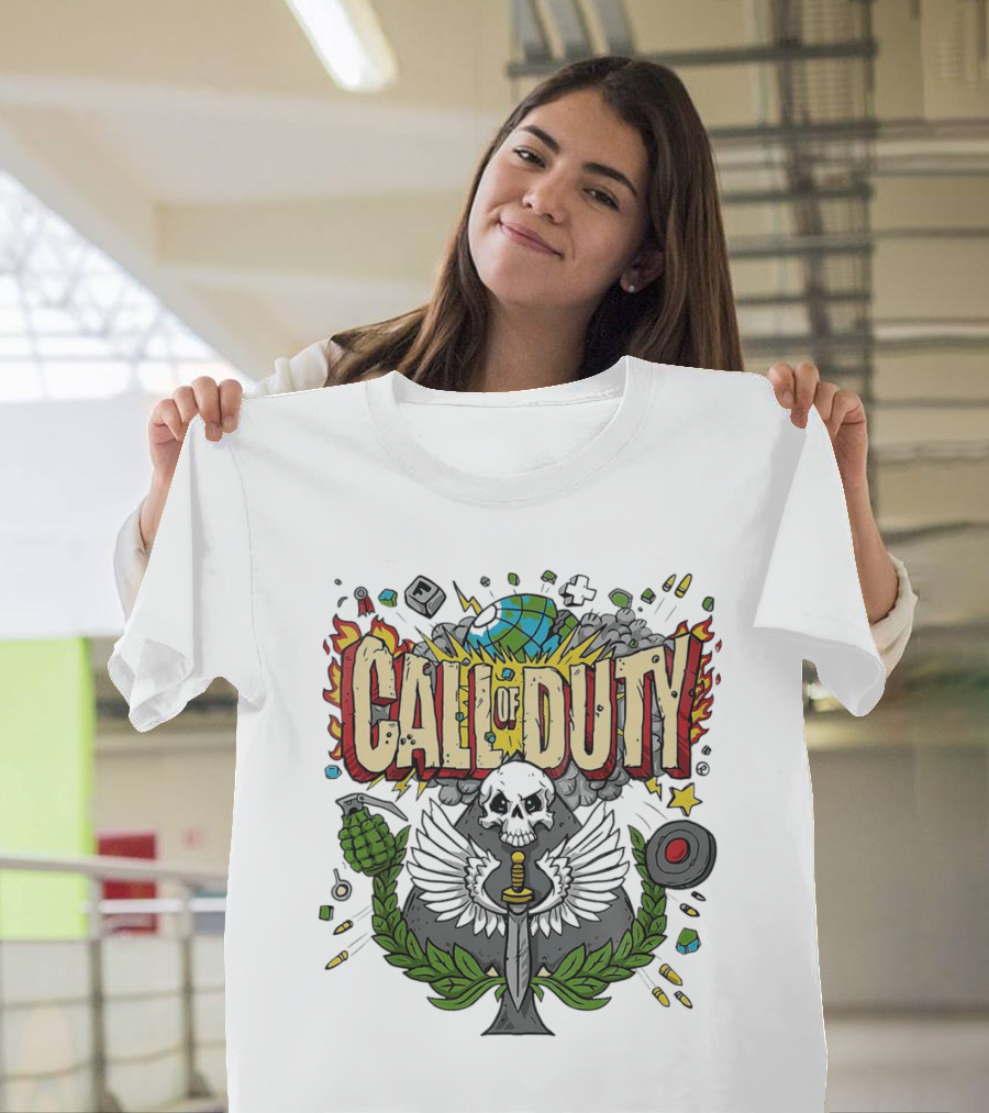 Call of Duty Skull Halloween Gaming Icon Elements T-Shirt