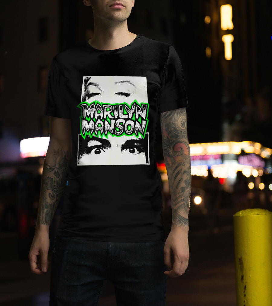 Marilyn Manson Face Illusion With Eyes Contrast T-Shirt
