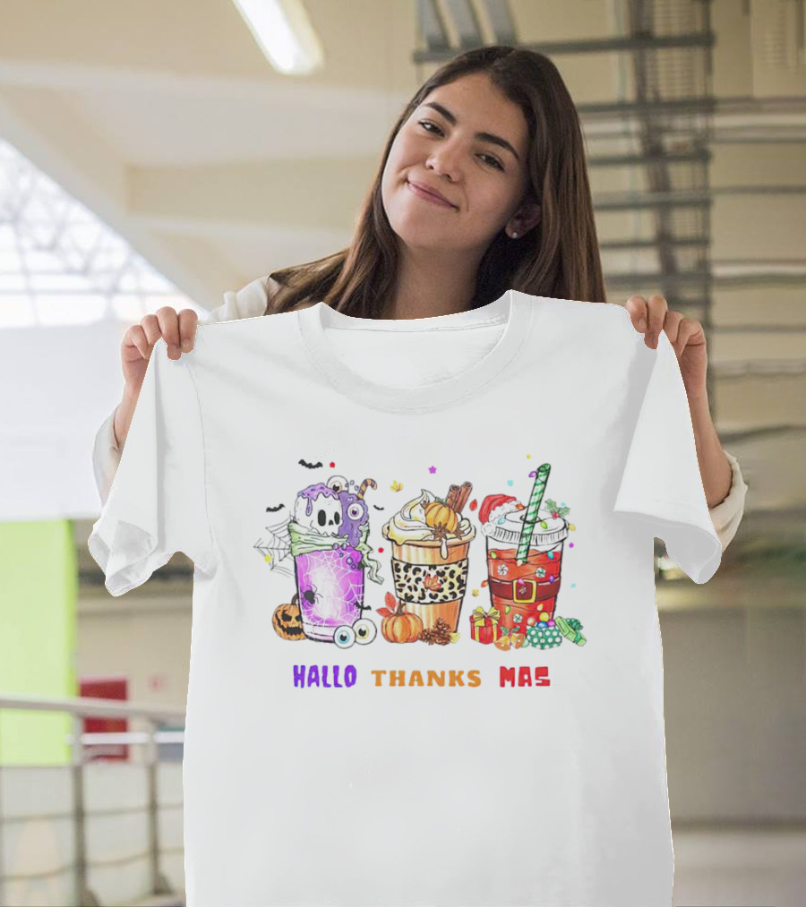 Coffee Halloween Thanksgiving Christmas Hallo Thanks Mas T-Shirt
