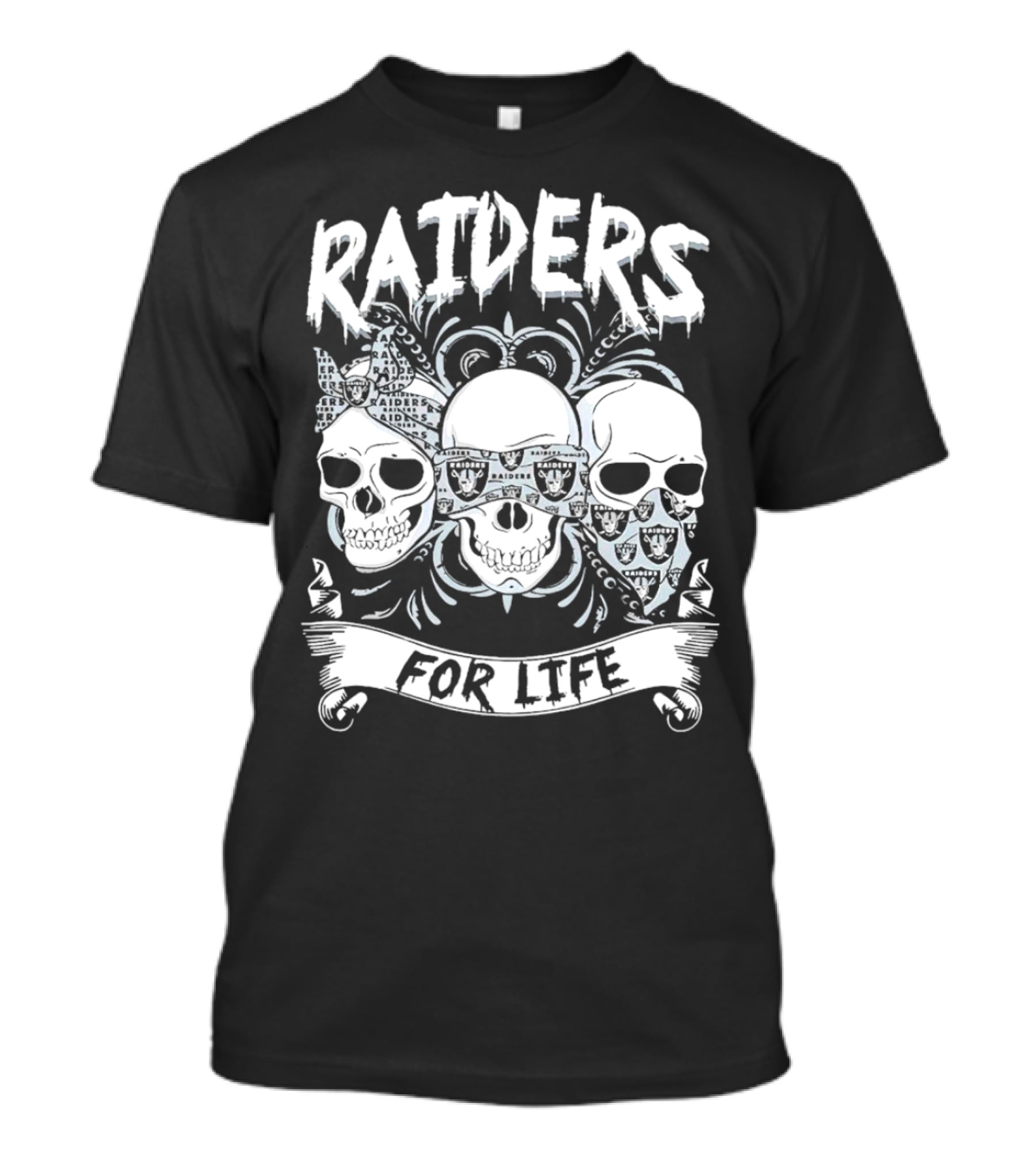 Raiders Skulls Bandana For Life T-Shirt