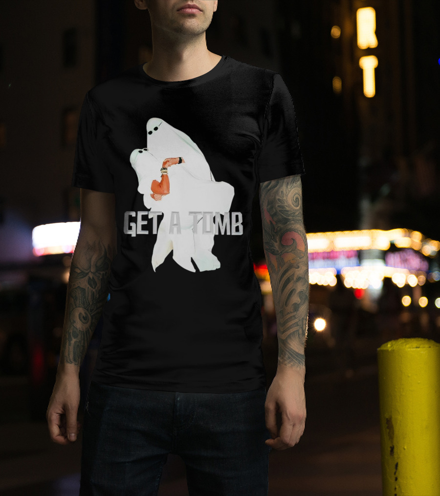GET A TOMB Ghosts Carrying Figure Halloween Humor T-Shirt