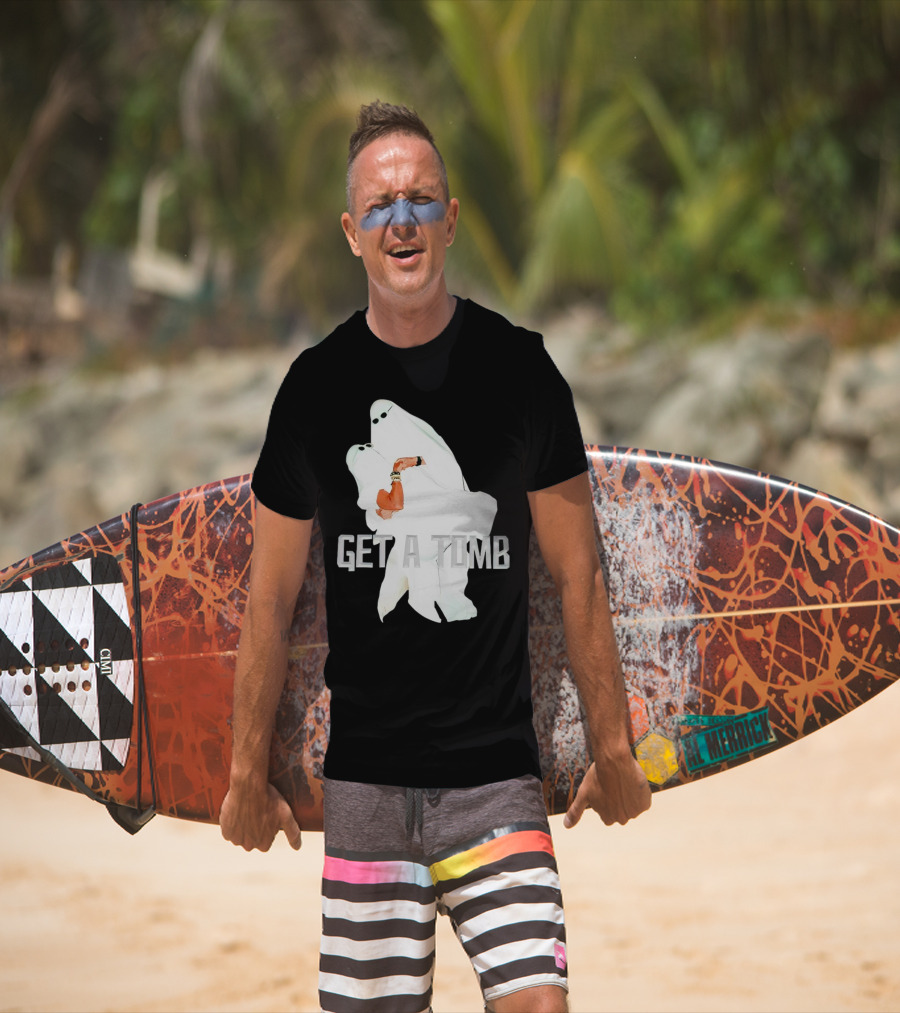 GET A TOMB Ghosts Carrying Figure Halloween Humor T-Shirt