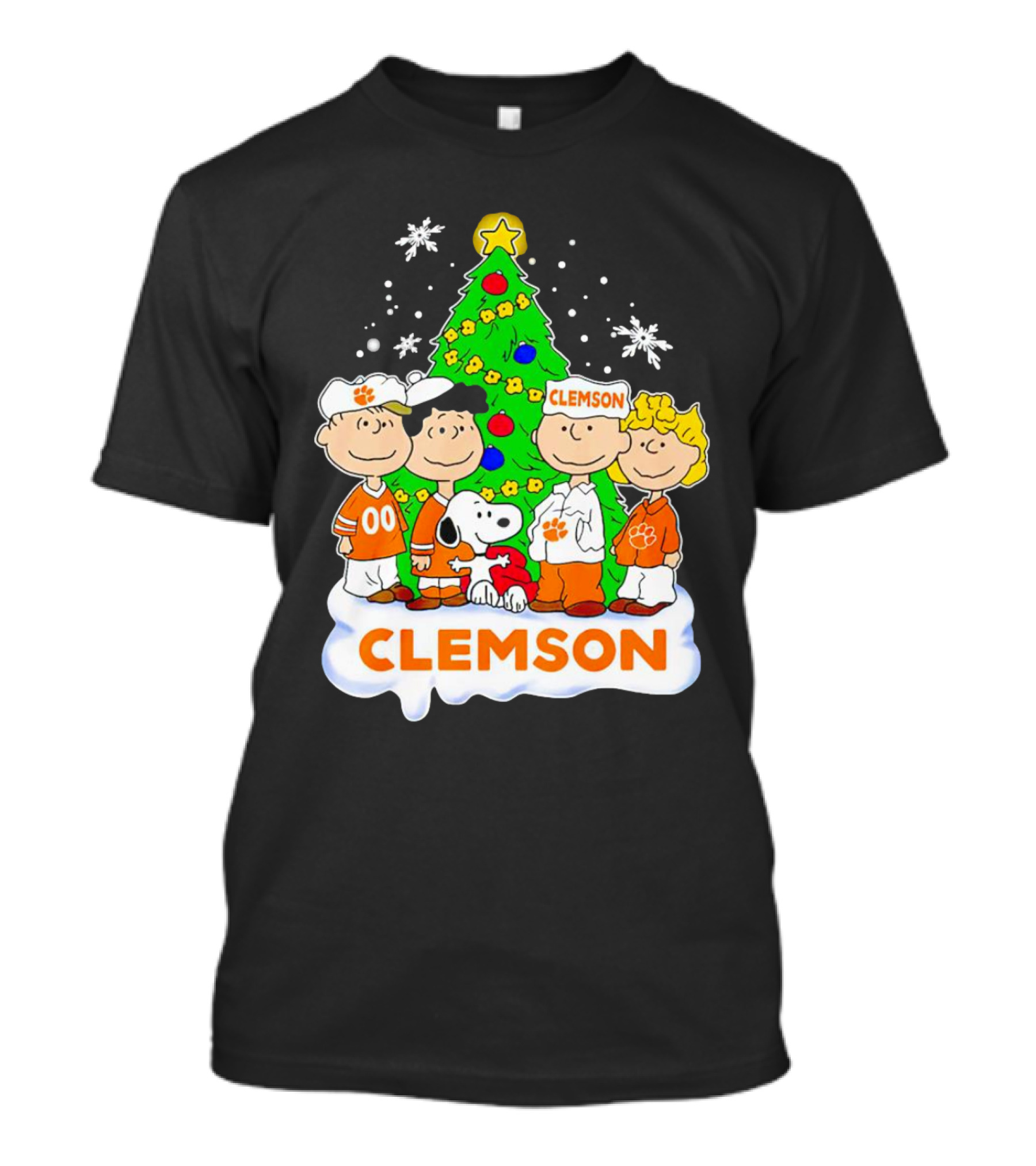 Clemson Christmas With Peanuts Gang And Festive Tree T-Shirt