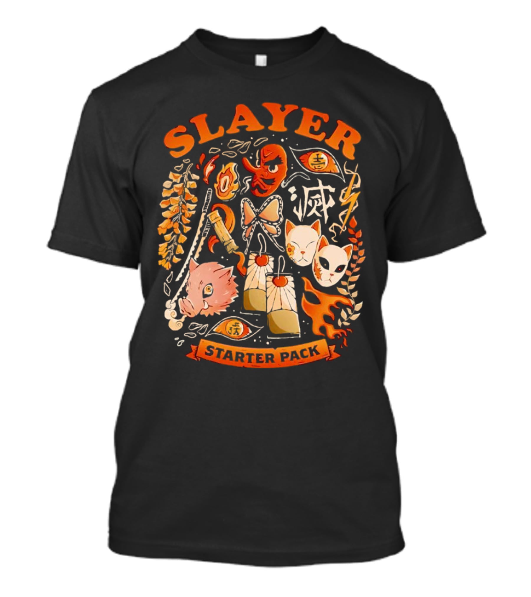 Slayer Starter Pack Kimetsu No Yaiba Symbols And Masks Collection T-Shirt
