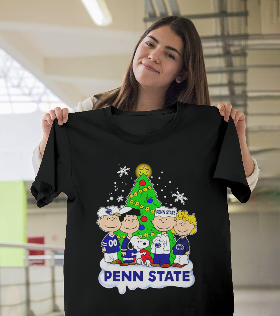 Peanuts Penn State Christmas Nittany Lions Snoopy and Friends Holiday Tree T-Shirt