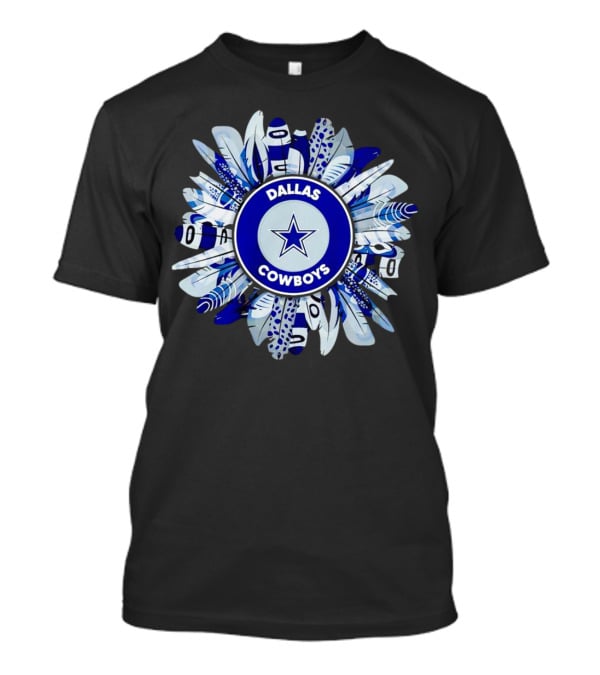 Dallas Cowboys Star Logo With Blue And White Feather Circle T-Shirt