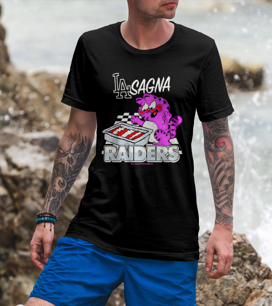 Garfield Lasagna Raiders LA Pink Cat Northumberland T-Shirt