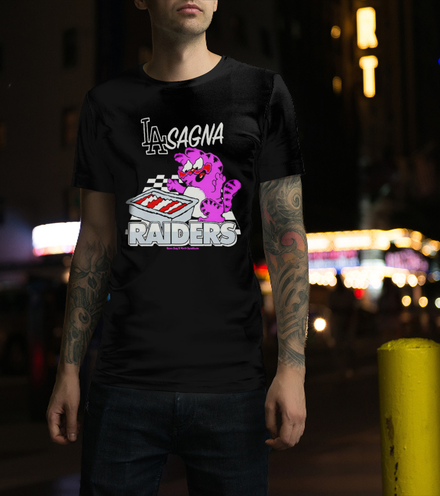 Garfield Lasagna Raiders LA Pink Cat Northumberland T-Shirt