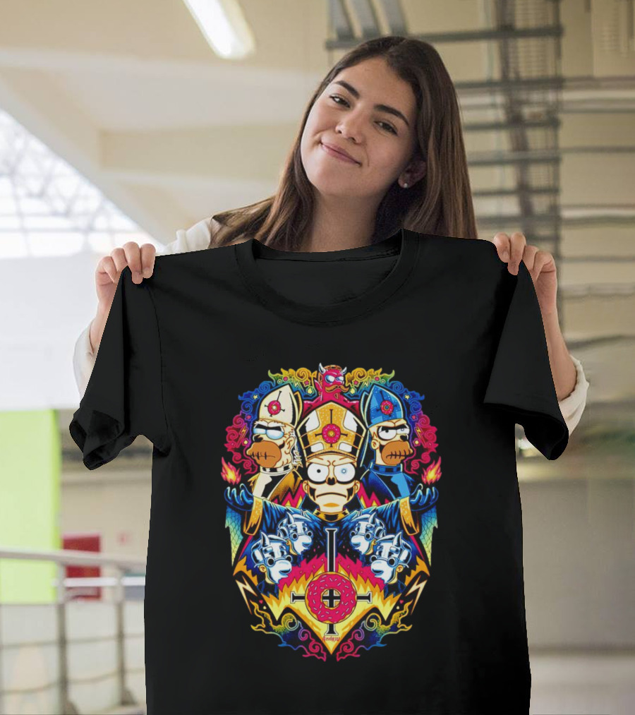 The Simpsons Papa Caramba Homer Papal Trio Psychedelic T-Shirt