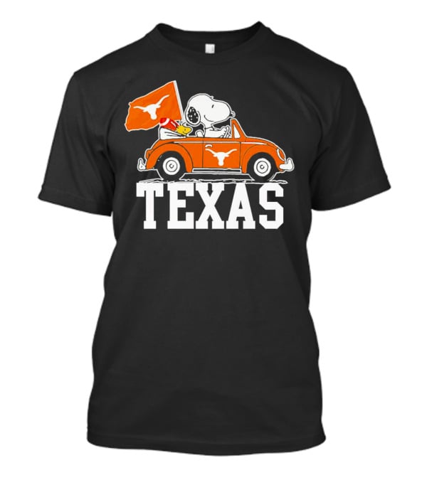 Snoopy Drives Car Texas Longhorns Flag T-Shirt
