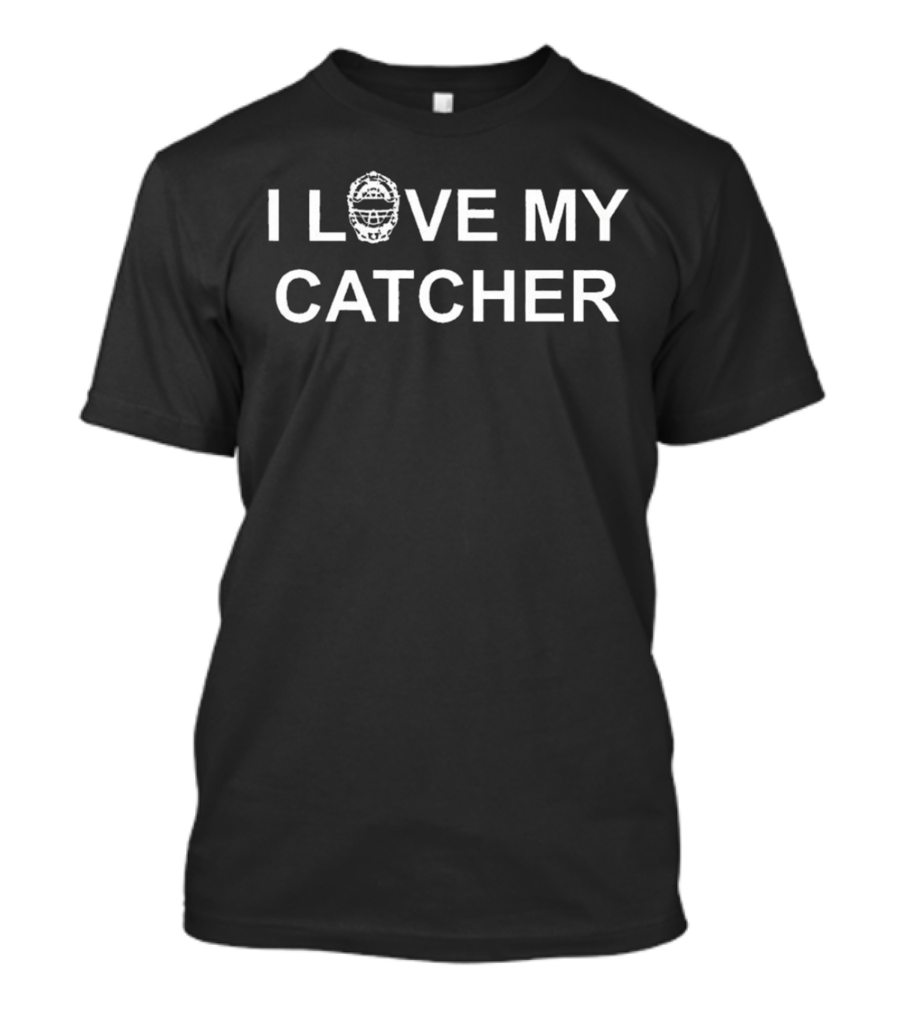 I Love My Catcher Baseball Helmet Face Mask T-Shirt