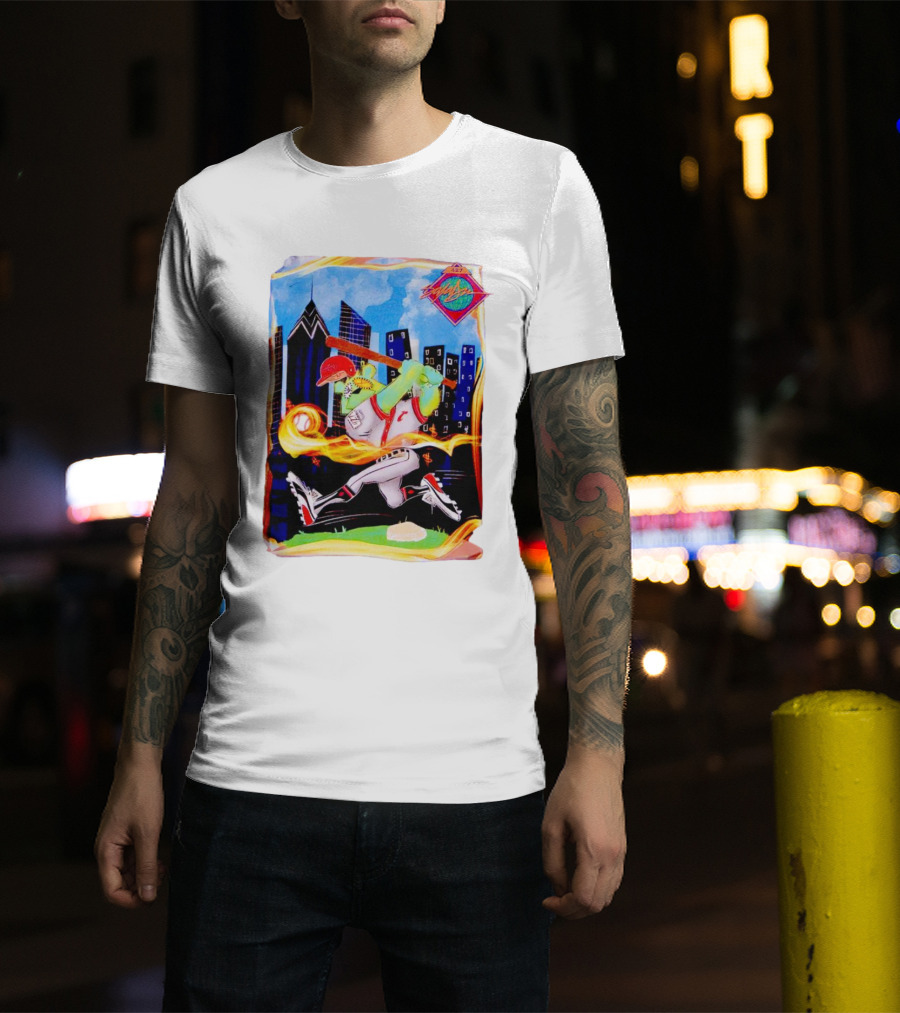 King Saladeen Baseball Caricature With Philadelphia Skyline And Color Splash T-Shirt