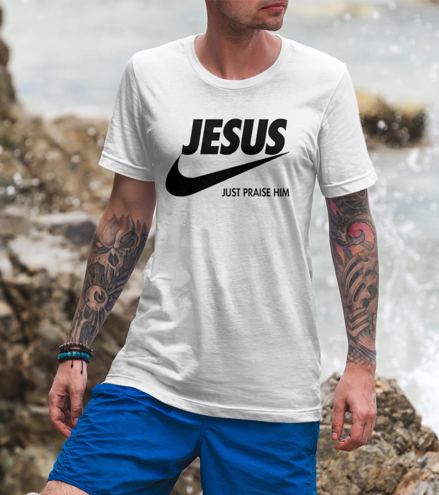 Jesus Just Praise Him Swoosh T-Shirt