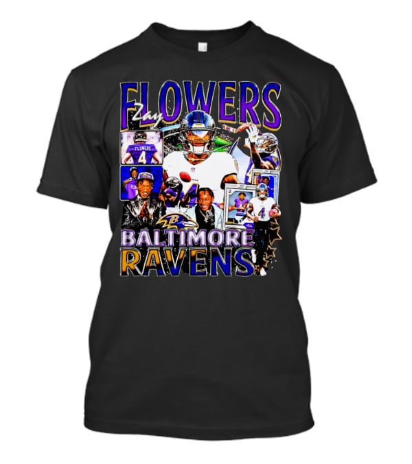 Zay Flowers Baltimore Ravens NFL Football Stars Collage T-Shirt