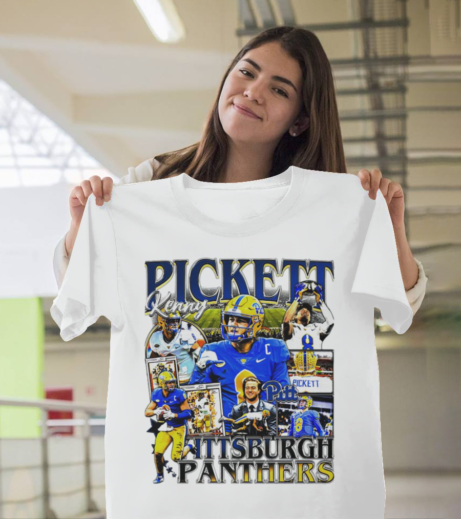 Kenny Pickett Pittsburgh Panthers Football Quarterback Action Collage T-Shirt