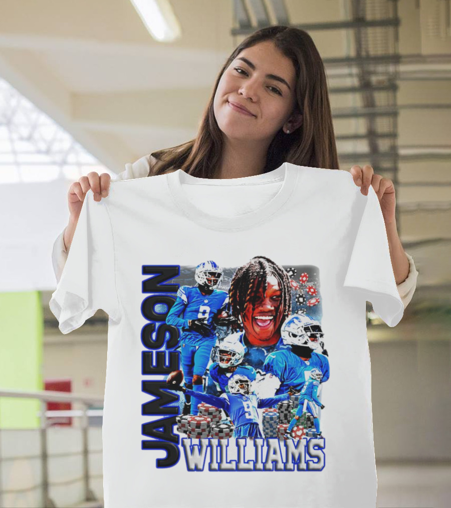 Jameson Williams Detroit Lions Football NFL Athlete Montage T-Shirt