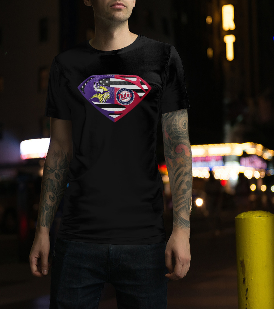 Minnesota Vikings Twins Superman Crossover Emblem T-Shirt