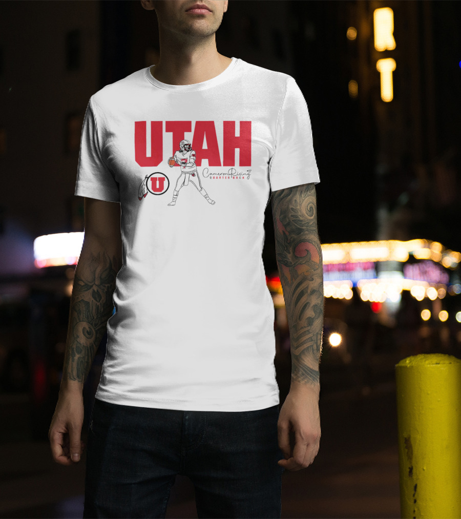 Utah Utes #7 Cameron Rising Quarterback Caricature T-Shirt