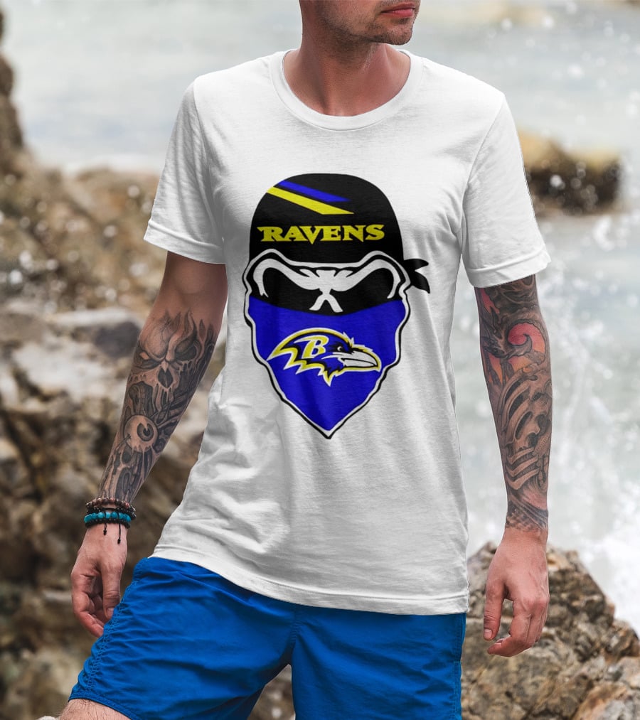 Ravens Skull Bandana Logo Baltimore Ravens T-Shirt