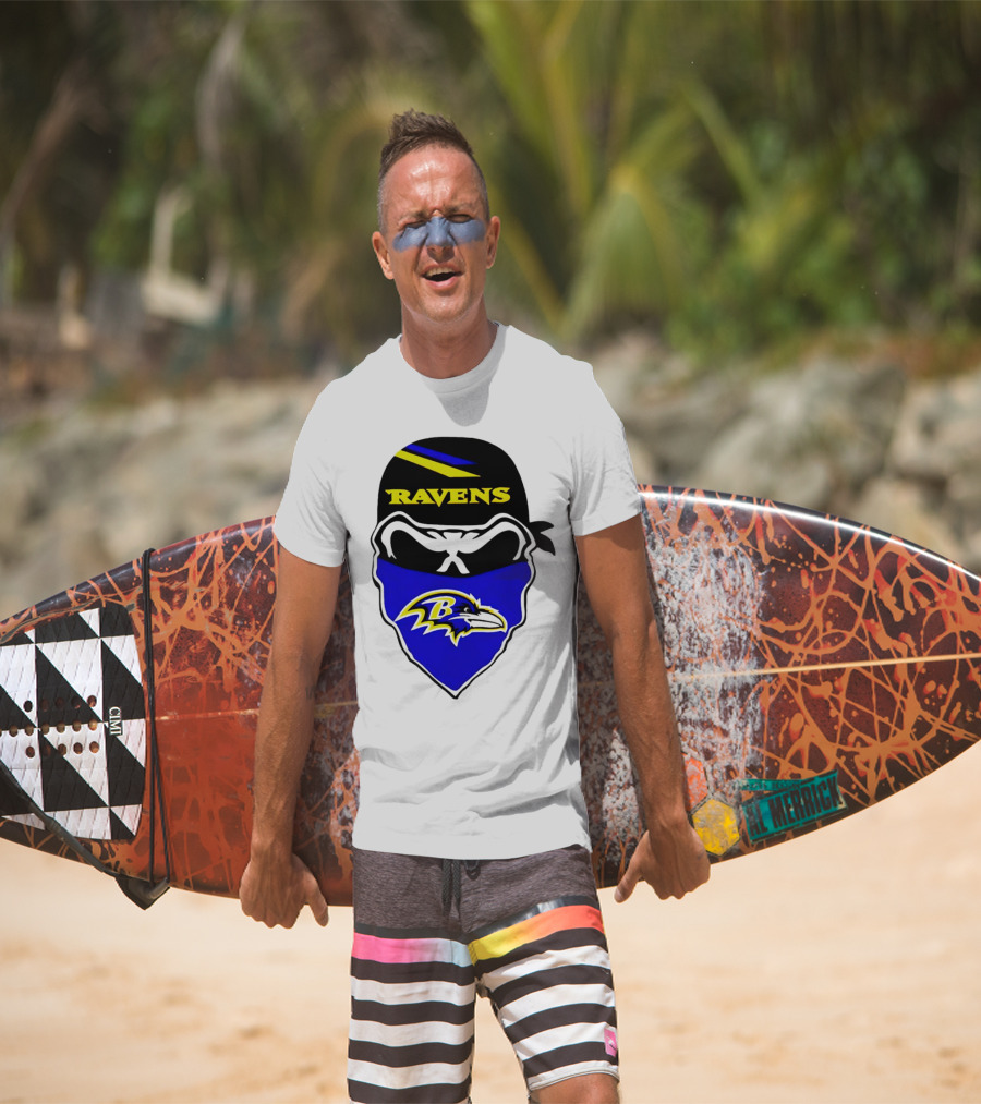 Ravens Skull Bandana Logo Baltimore Ravens T-Shirt