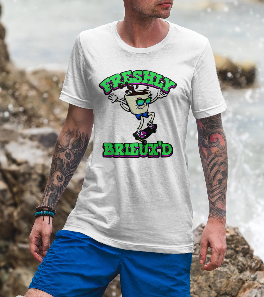 Freshly Brieux'd Skateboarding Cup Character T-Shirt