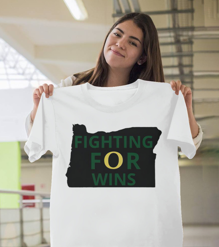 Fighting for Wins Oregon Ducks State Outline T-Shirt