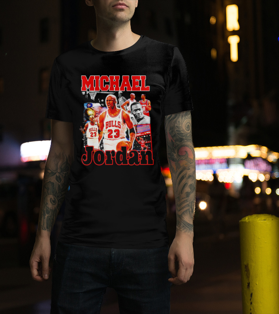Michael Jordan Bulls 23 Basketball Legend Collage T-Shirt