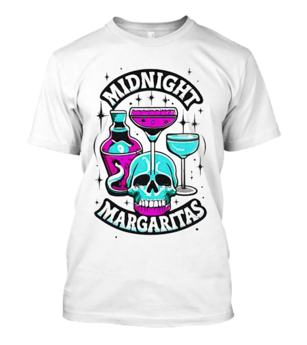Midnight Margaritas Skull Neon Cocktails T-Shirt