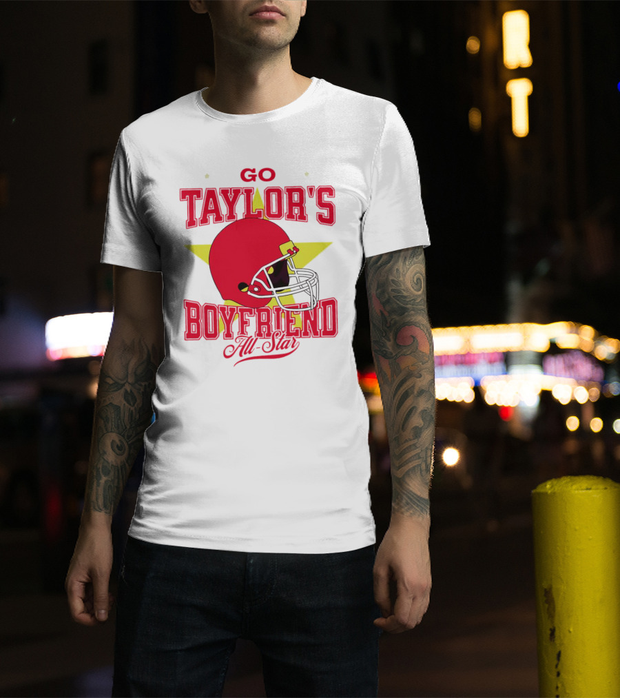Go Taylor's Boyfriend All-Star Red Helmet Kansas City Chiefs T-Shirt