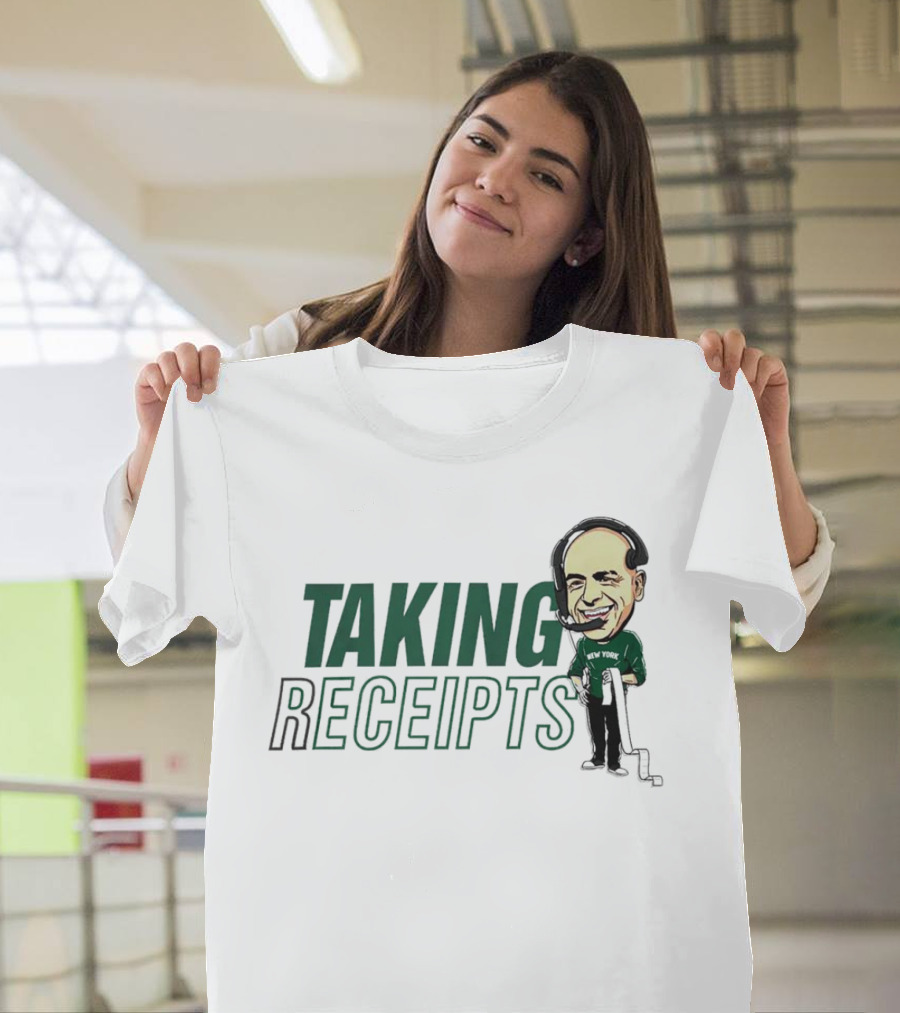 Robert Saleh New York Jets Taking Receipts Character T-Shirt
