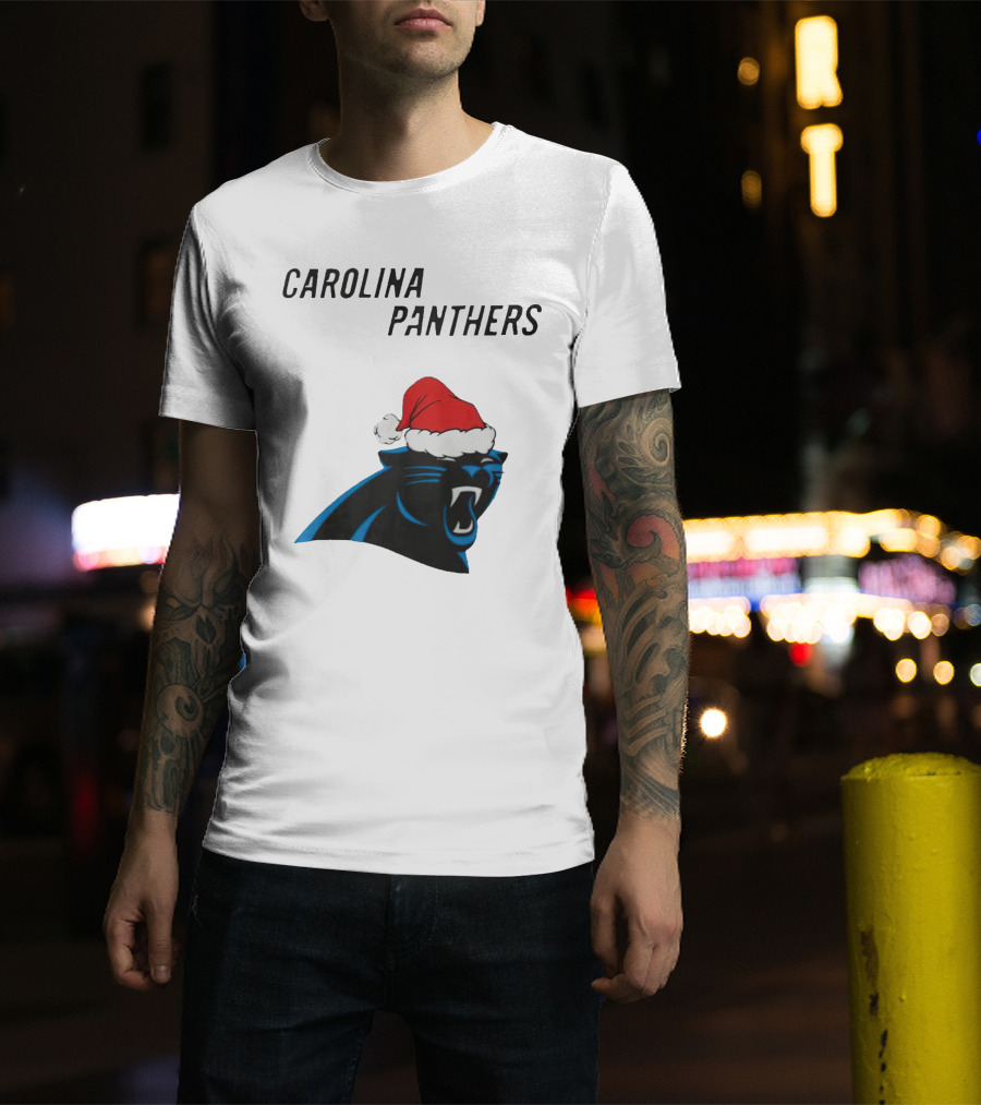 Carolina Panthers Christmas Santa Hat T-Shirt