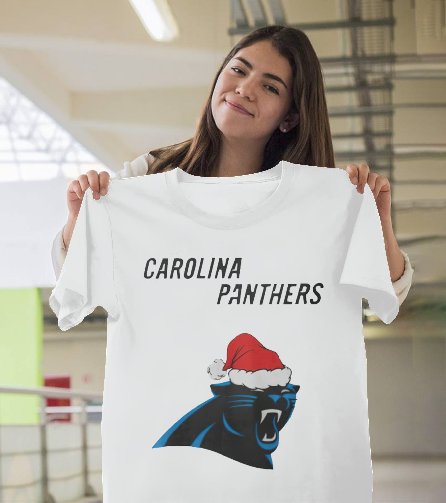 Carolina Panthers Christmas Santa Hat T-Shirt