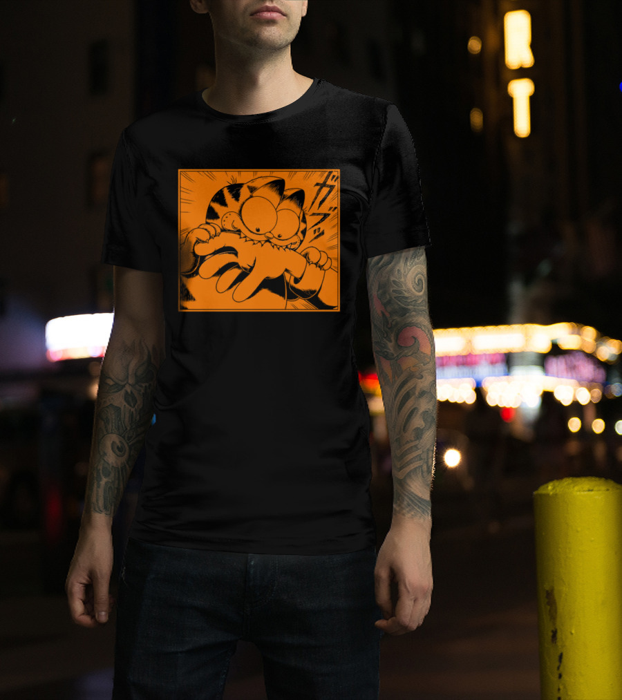 Garfield Manga Style Bite Hand Comic Panel T-Shirt