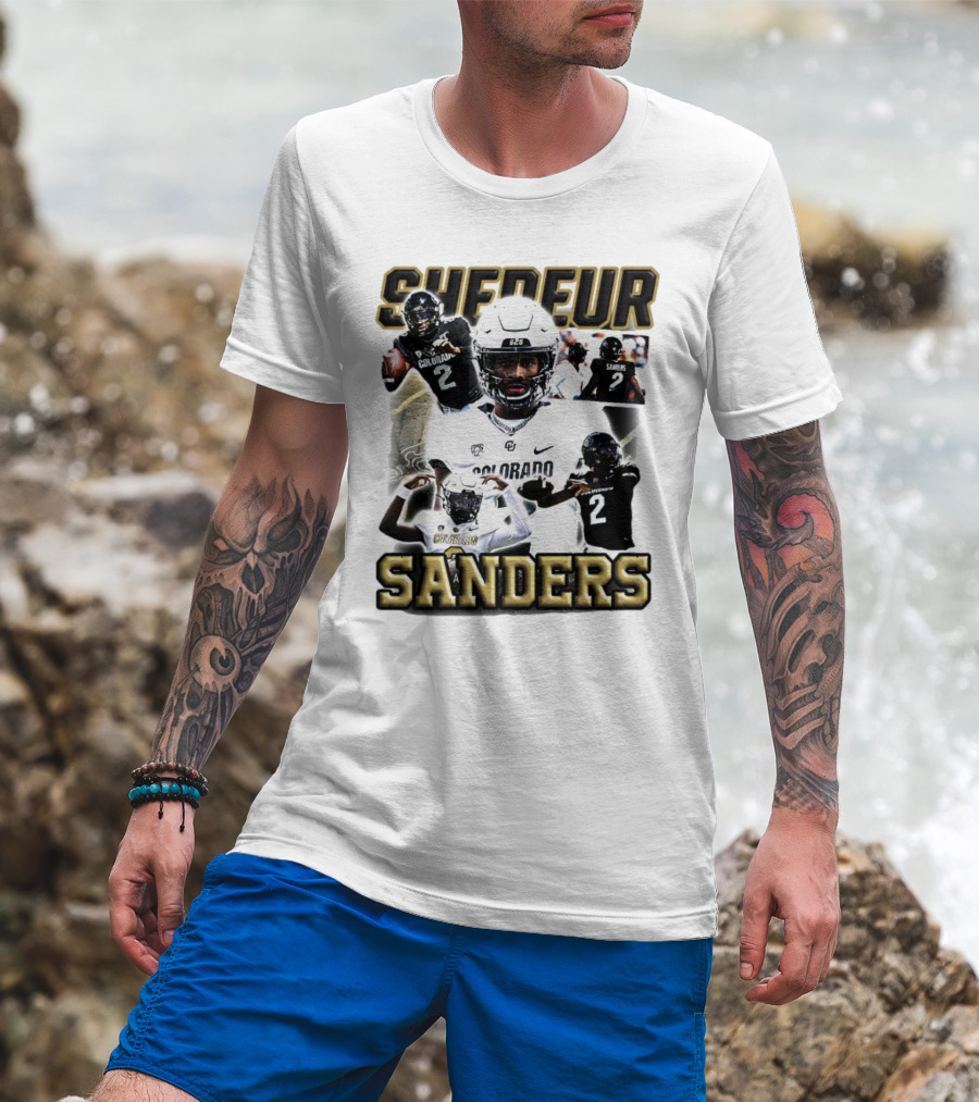 Shedeur Sanders Colorado Football Player Collage T-Shirt