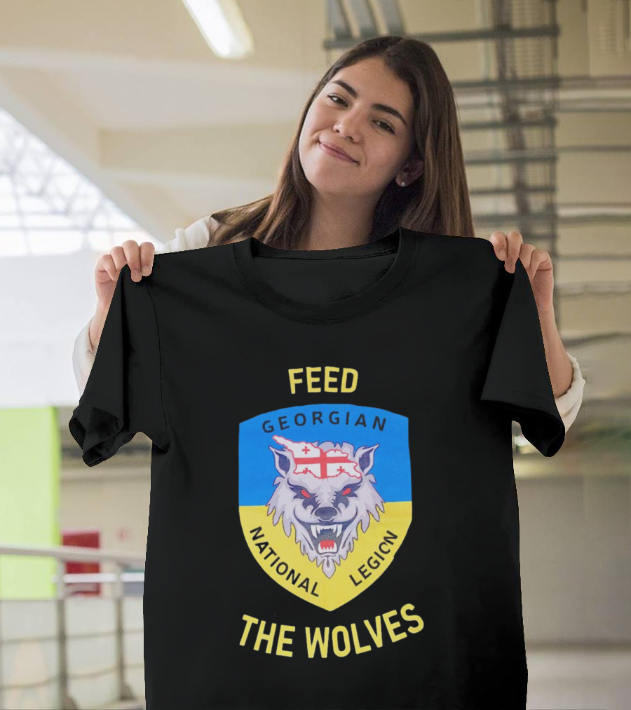 Feed the Wolves Georgian National Legion Wolf Badge with Flag Elements T-Shirt