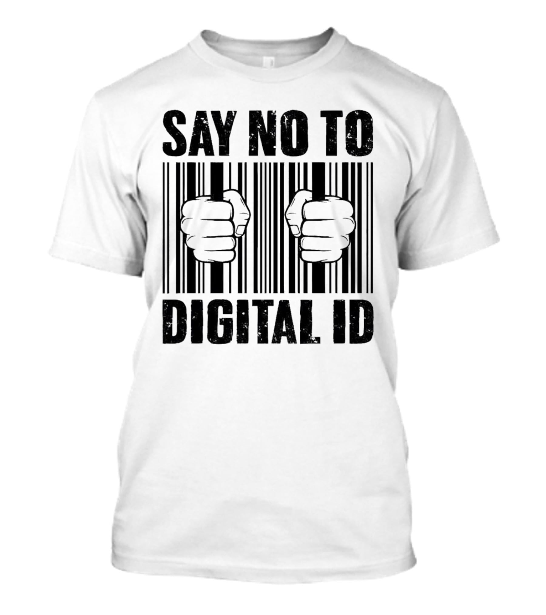 Say No To Digital ID Barcode Prison Fist T-Shirt