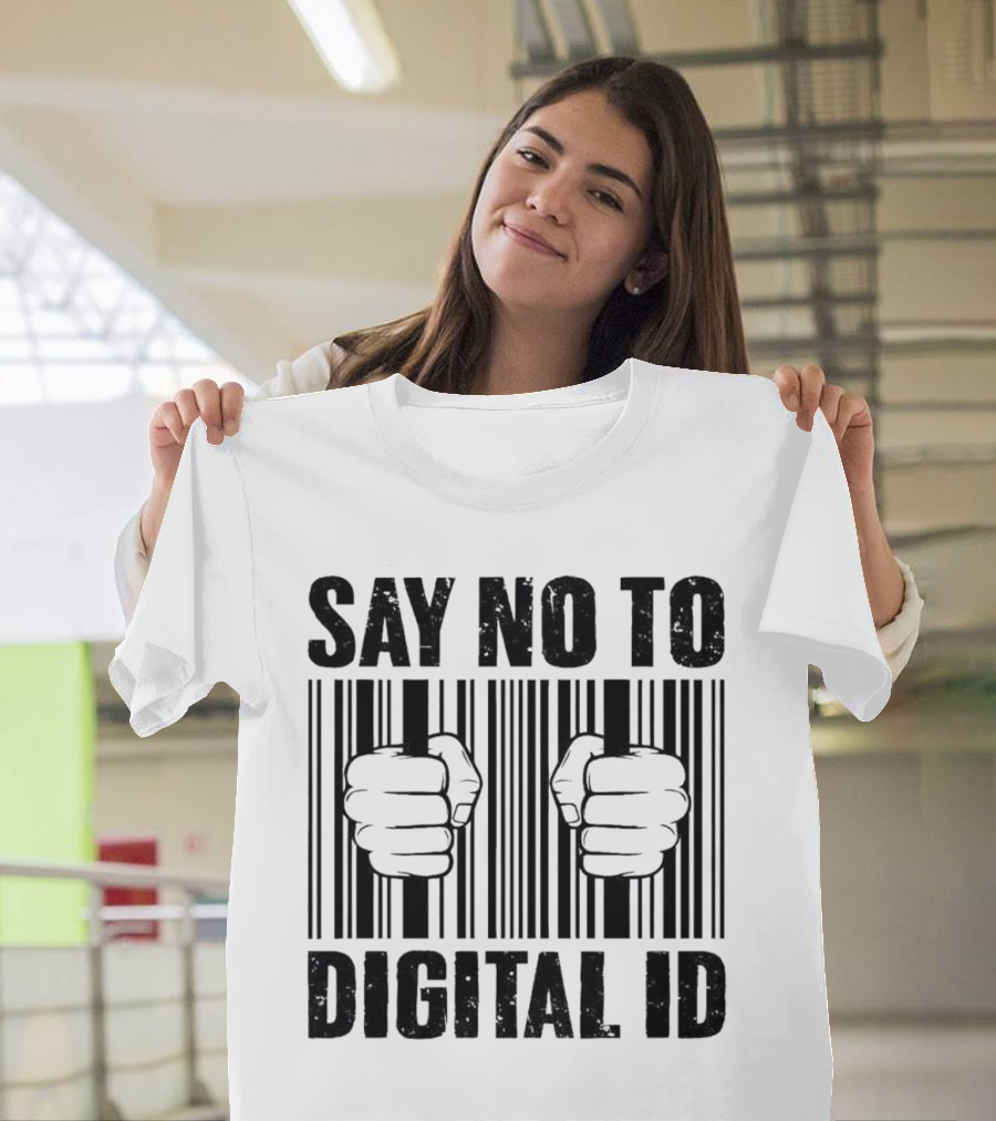 Say No To Digital ID Barcode Prison Fist T-Shirt