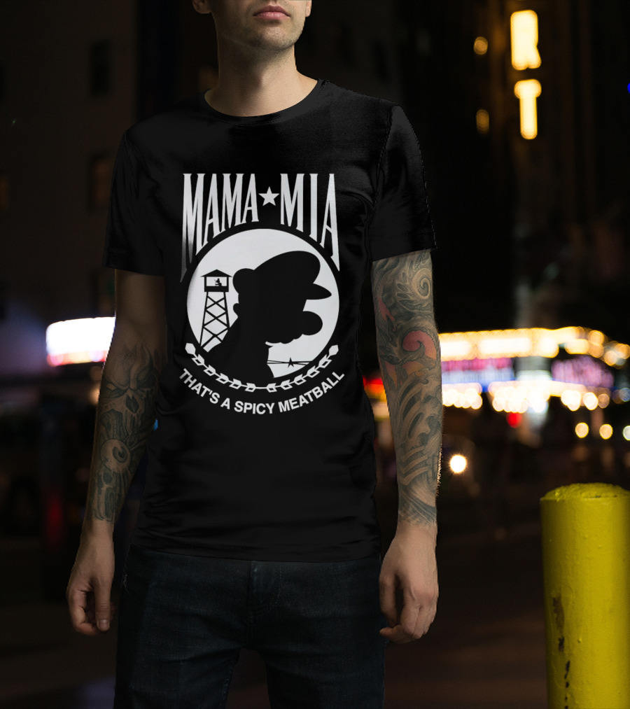 MAMA MIA THAT'S A SPICY MEATBALL Mario Silhouette Prison Tower T-Shirt