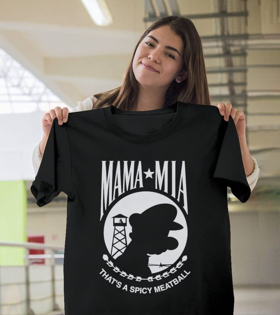 MAMA MIA THAT'S A SPICY MEATBALL Mario Silhouette Prison Tower T-Shirt