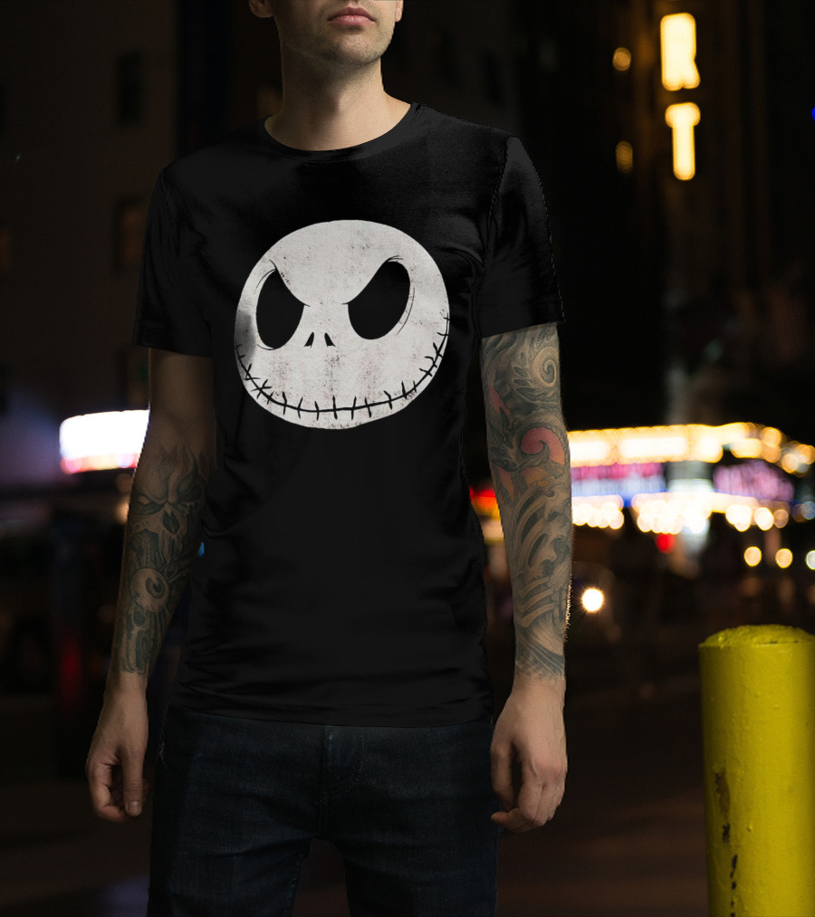 Disney Nightmare Before Christmas Jack Skellington Face Iconic Character T-Shirt