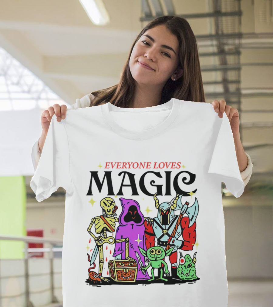 Everyone Loves Magic Skeleton Goblin Knight Chest Stars Sword T-Shirt