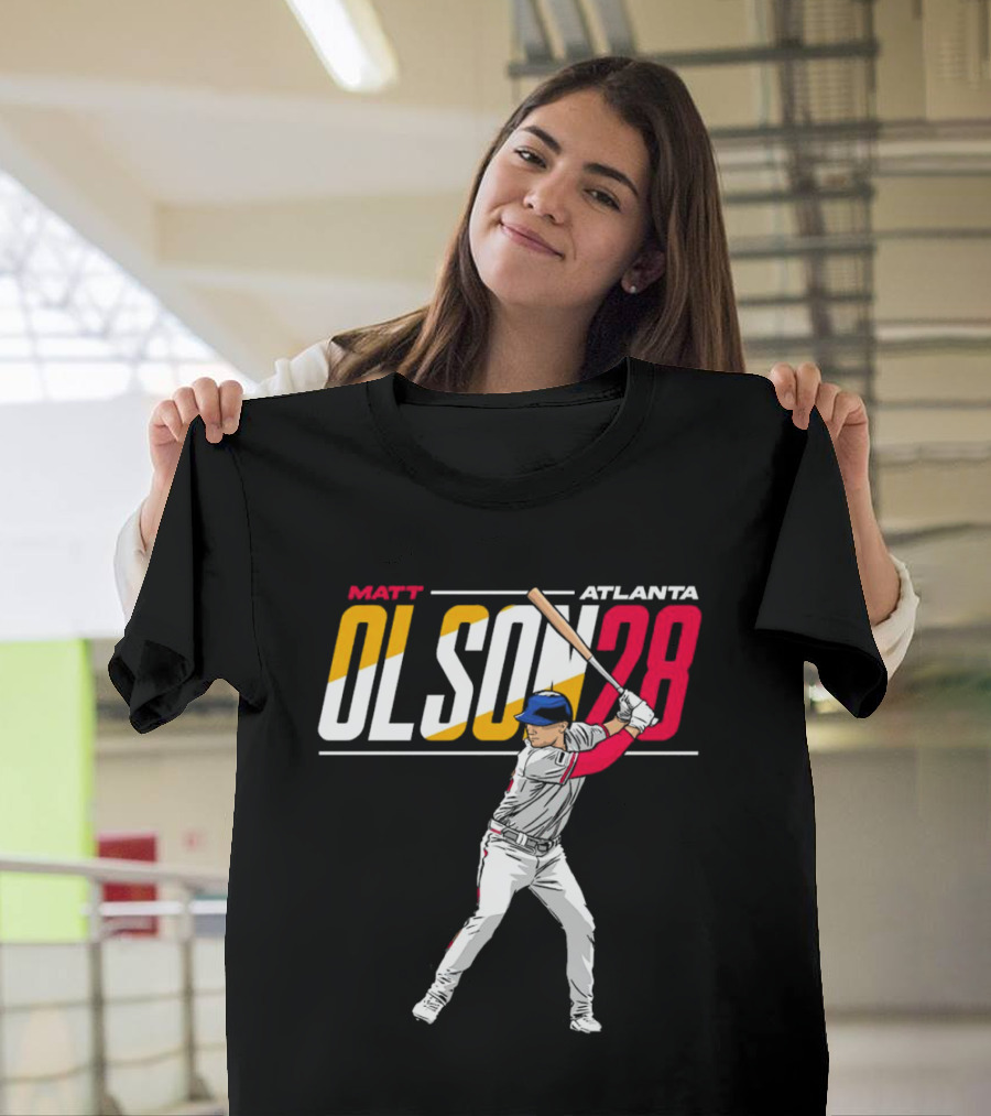 Matt Olson Atlanta Olson 28 Cartoon Vintage Baseball Batter T-Shirt