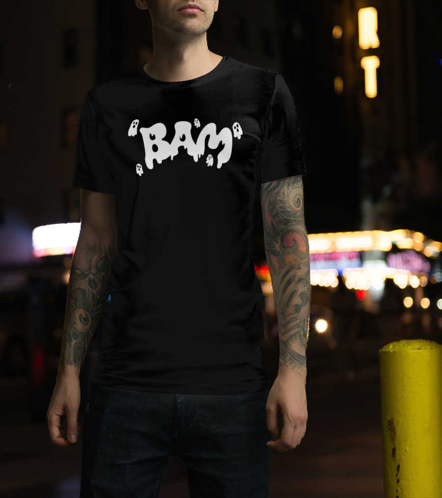 Bam Ghost Halloween Dripping Text With Cartoon Ghosts T-Shirt