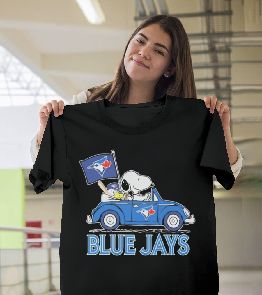 Snoopy Woodstock Toronto Blue Jays Car Blue Jays Flag T-Shirt