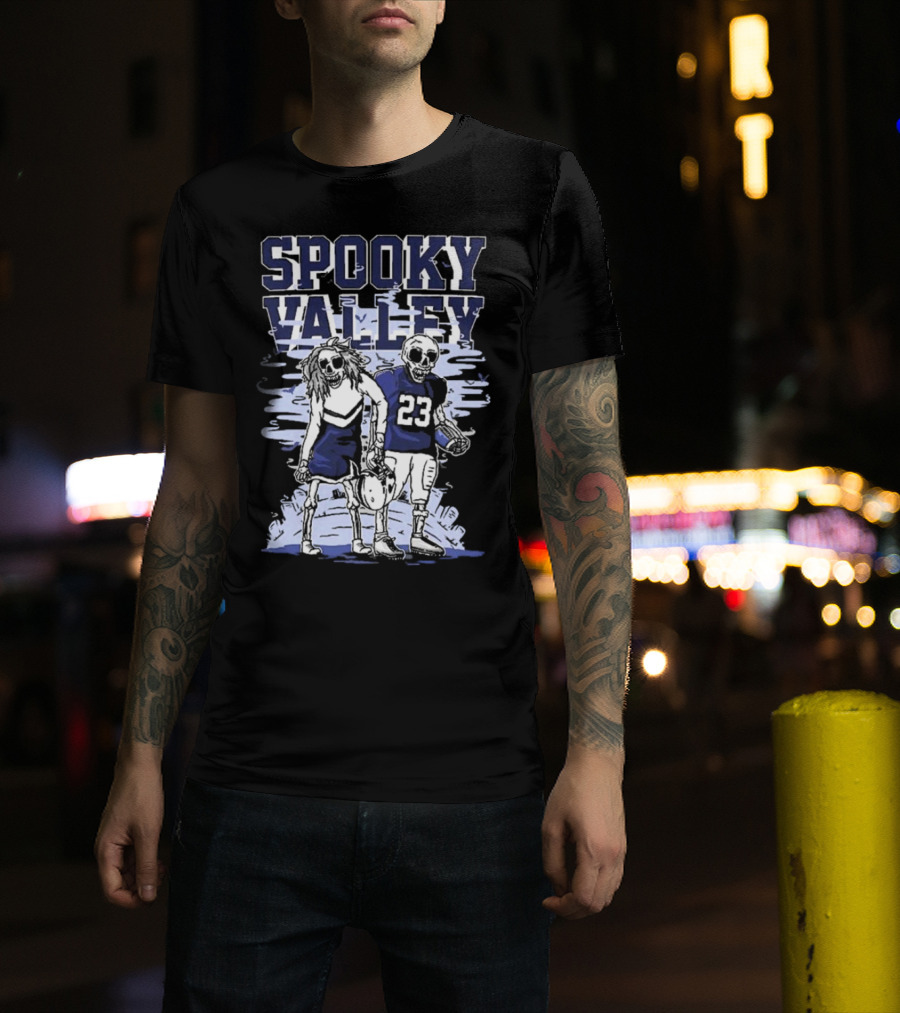 Spooky Valley Penn State Nittany Lions Halloween Skeleton Football Player And Cheerleader T-Shirt