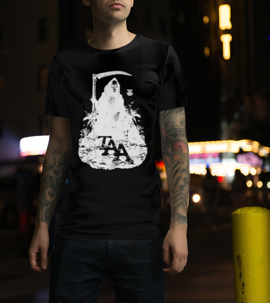 Treading Water TAA Grim Reaper With Scythe And Palm Trees T-Shirt